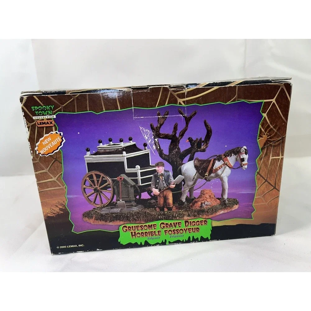 Lemax Spooky Town Gruesome Grave Digger‎ Cemetery 53511 Horse Drawn Hearse